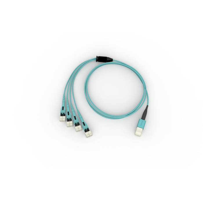 EDGE8® QSFP to SFP+ Staggered Harness, 8F, 50 µm Multimode (OM4), MTP® (Non-Pinned)