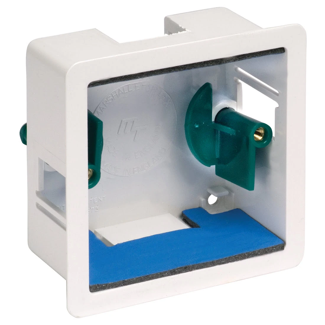 Single gang dry lining box. 34mm deep with fire barrier Single gang dry lining box. 34mm deep with fire barrier