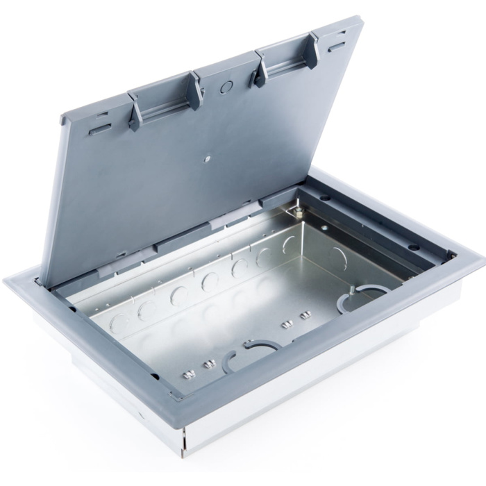 Empty floor box. Can be configured 3 or 4