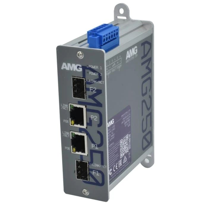 2 x 10/100BaseT(x) RJ45 with 60/90W PoE+, 2 x 100/1000BaseFx SFP 2 x 10/100BaseT(x) RJ45 with 60/90W PoE+, 2 x 100/1000BaseFx SFP