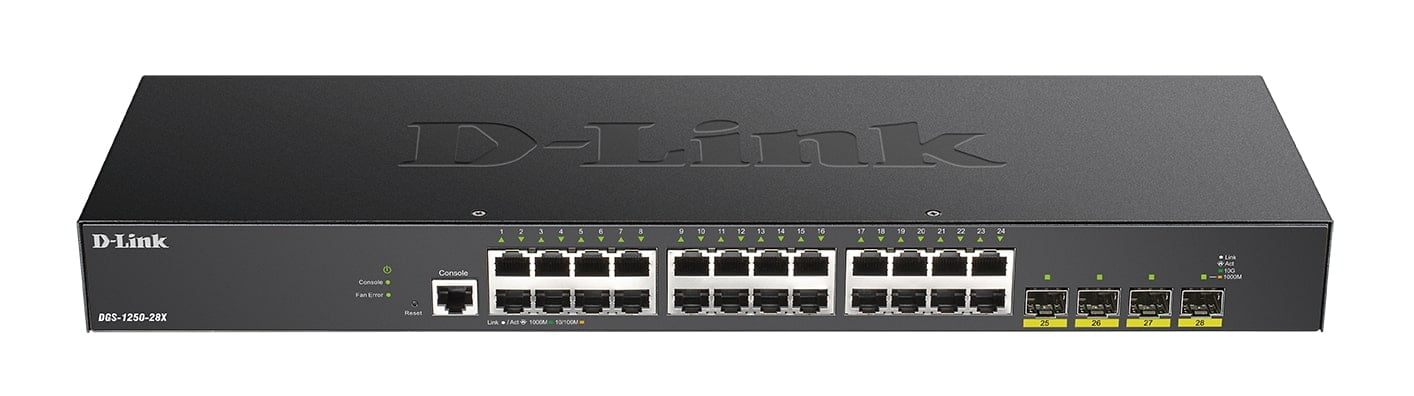DGS-1250 Series – 24-port Gigabit Smart Managed Switch with 4x 10G SFP+ ports DGS-1250 Series - 24-port Gigabit Smart Managed Switch with 4x 10G SFP+ ports