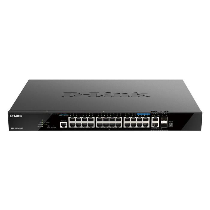 DGS-1520 Series – 20 ports GE PoE + 4 ports 2.5 GE PoE + 2 10GE ports + 2 SFP+ Stackable Smart Managed Switch