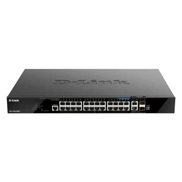 DGS-1520 Series - 20 ports GE PoE + 4 ports 2.5 GE PoE + 2 10GE ports + 2 SFP+ Stackable Smart Managed Switch