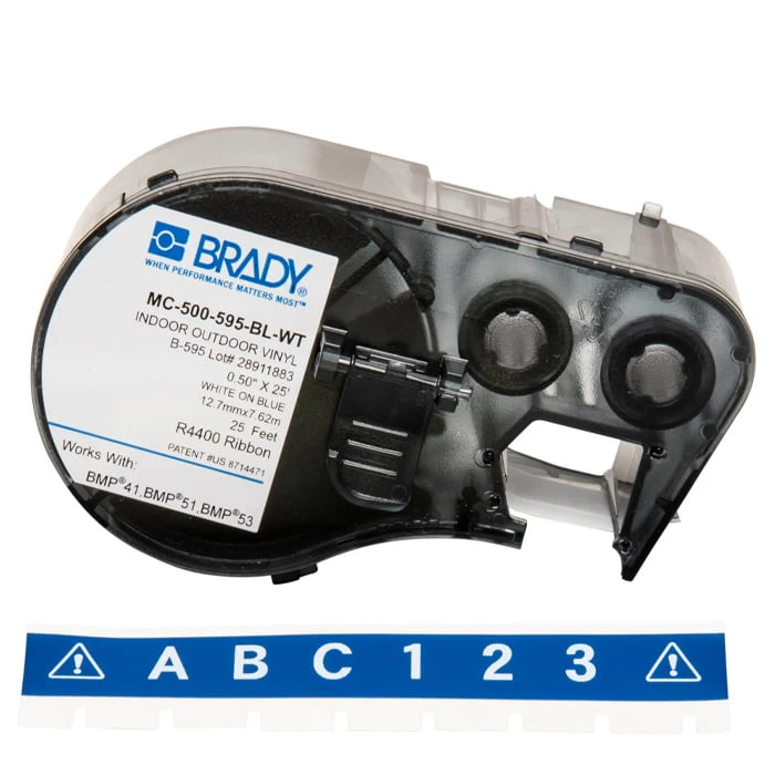 BMP5x 0.5" blue tape & white text