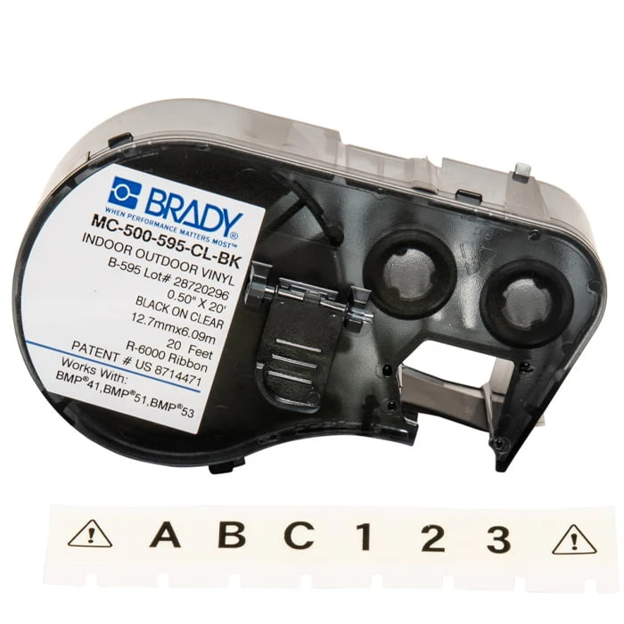 BMP5x 0.5" clear tape & black text