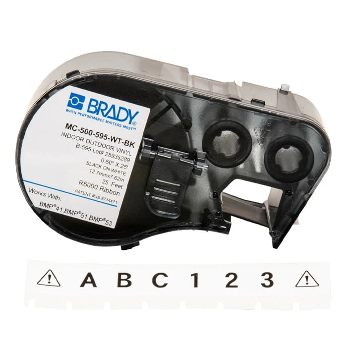 BMP5x 0.5" white tape & black text