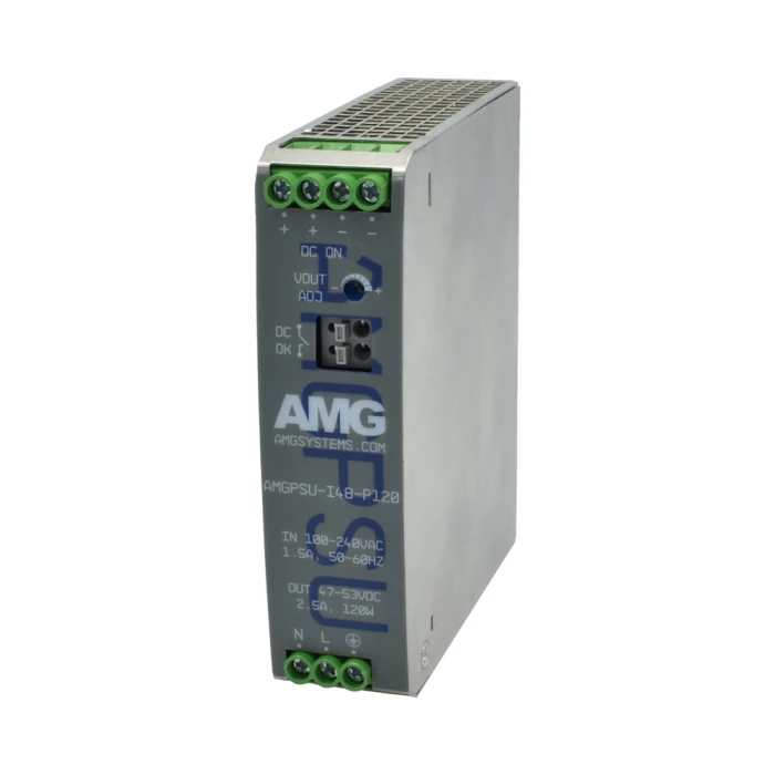 48 VDC, 120W (2.5A) Industrial Power Supply, DIN-Rail Mounting, -40°C to +70°C