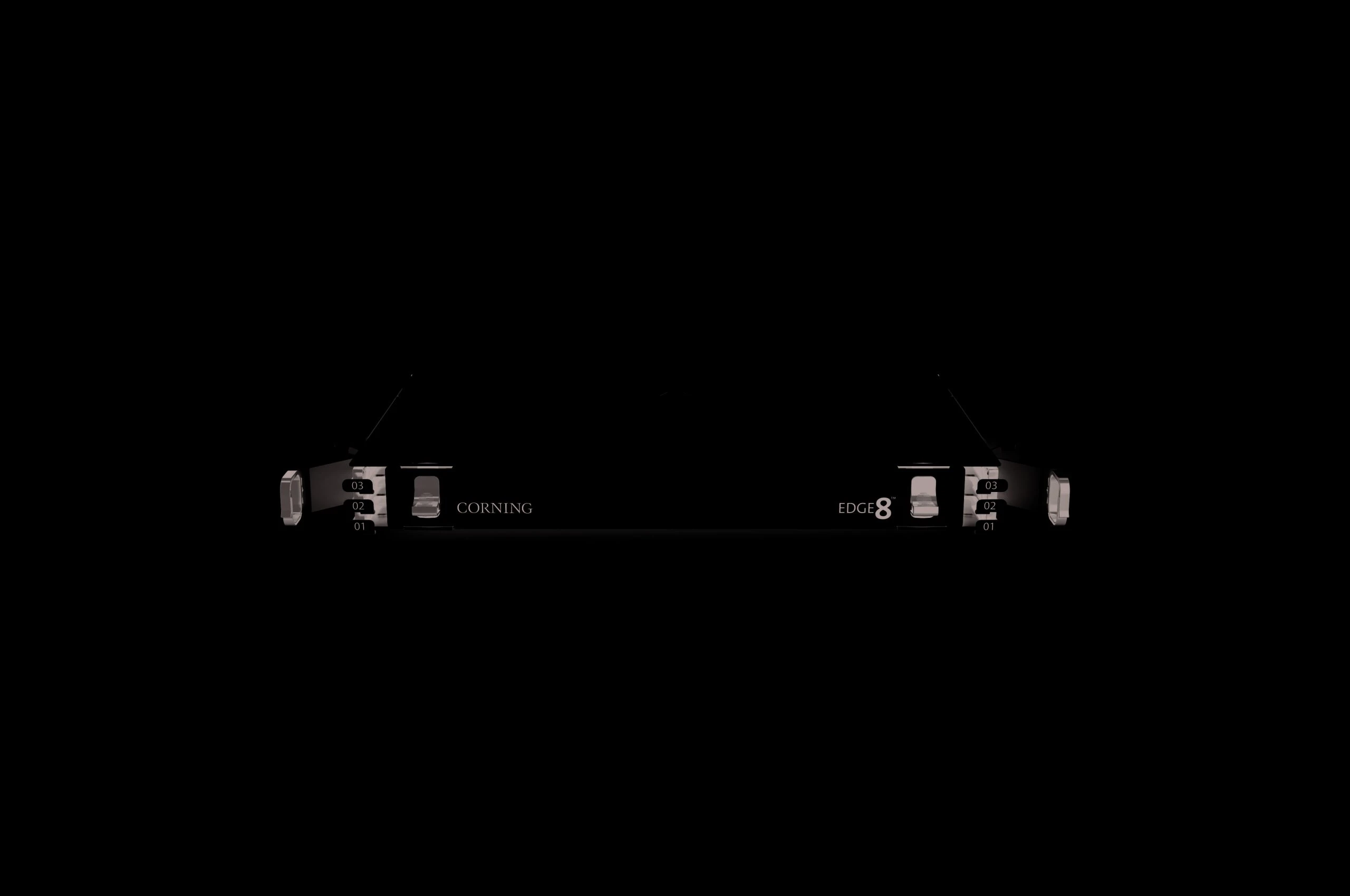 19-in 1U EDGE8® Housing with 3 separate sliding trays (144 fibres LC Duplex/864 fibres MTP) 19-in 1U EDGE8® Housing with 3 separate sliding trays (144 fibres LC Duplex/864 fibres MTP)