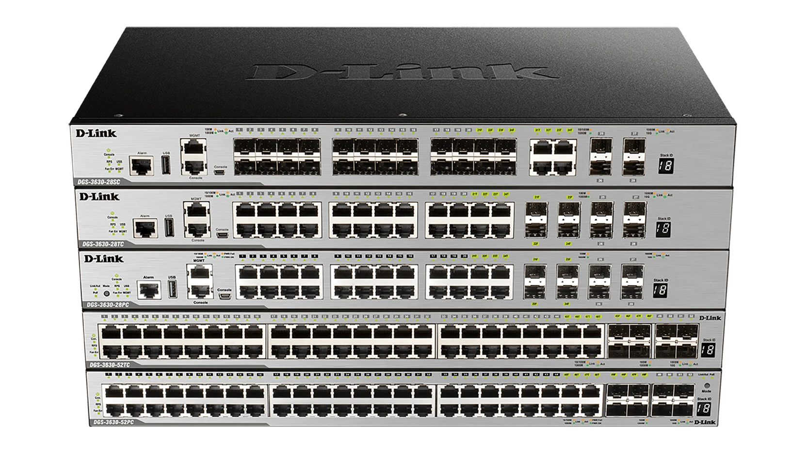DGS-3630 Series – 20-port GE Layer 3 Stackable Managed Gigabit Switch including 4-port Combo 1000BaseT/SFP plus 4 10GE SFP+ DGS-3630 Series - 20-port GE Layer 3 Stackable Managed Gigabit Switch including 4-port Combo 1000BaseT/SFP plus 4 10GE SFP+