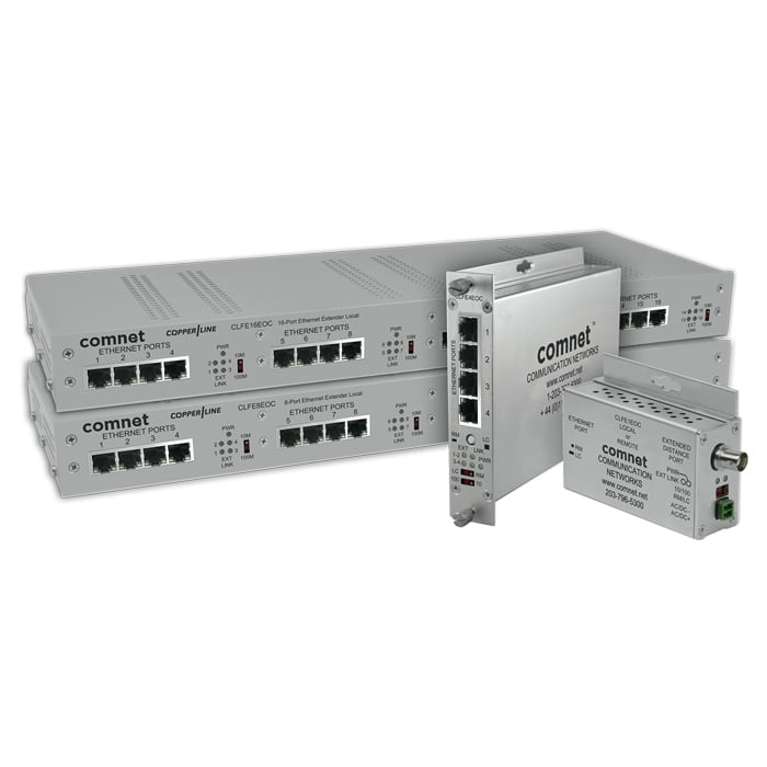 4 channel Fast Ethernet Extender with Pass
