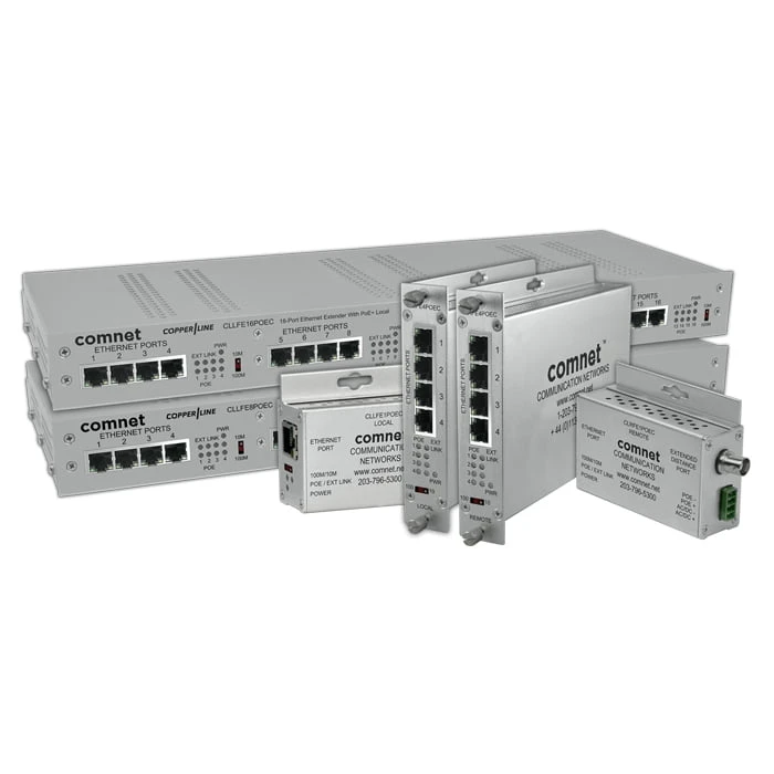 Local 4 Channel Fast Ethernet Extender with PoE+ Local 4 Channel Fast Ethernet Extender with PoE+