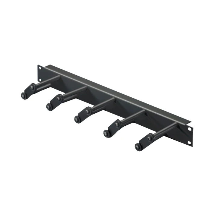 Cable management panel with cable routing bars (RAL 9005)